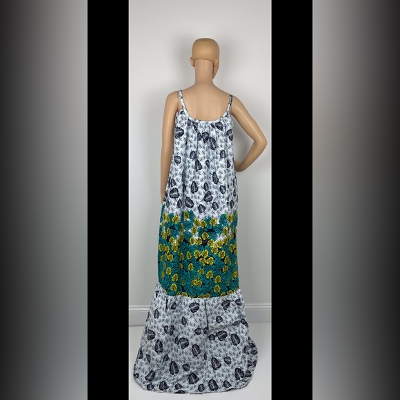 African Print Ankara Floral Print Sleeveless Maxi Dress - Picture 6 of 6